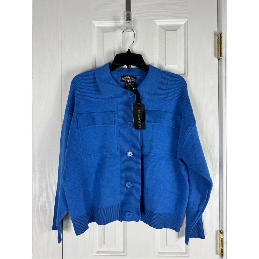 NWT Oliver O Womens Blue Cardigan Sweater Size Small